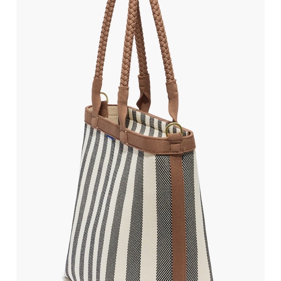 ROTHYS Rothy's The Lightweight Zip Tote Cabana Stripe Cream Black Camel NEW Tags - Picture 14 of 14